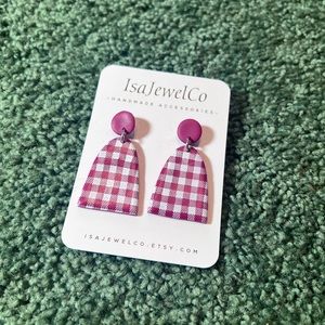 💋 Gingham Pattern Handmade Earrings ✨